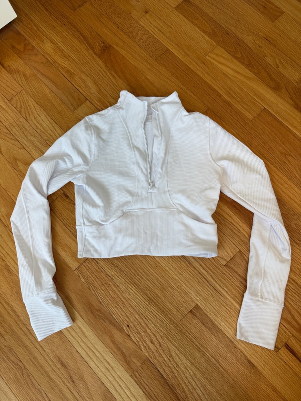 90 Degree By Reflex White Cropped Half-Zip Pullover